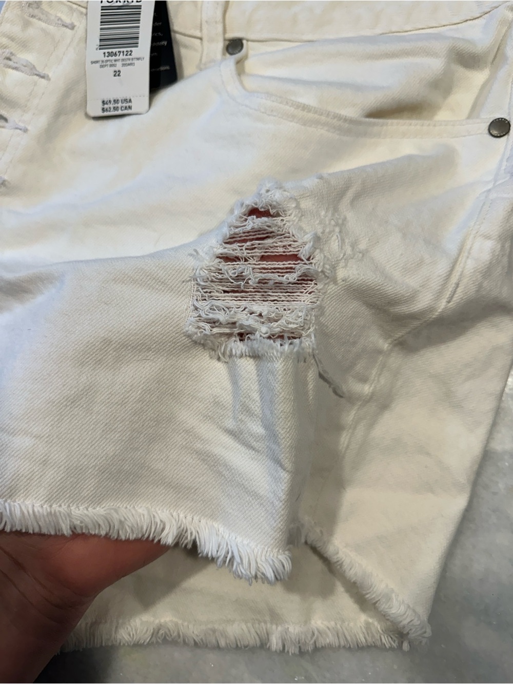 Torrid 22 - White Distressed High-Rise Denim Shorts - Picture 7 of 10